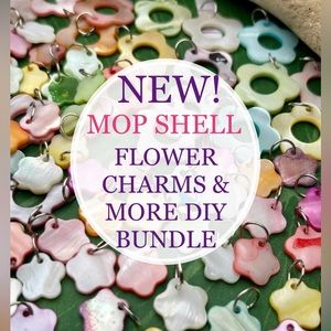 NEW! Mother of Pearl Shell Flowers Charms Toggle Bracelet & more DIY BUNDLE LOT